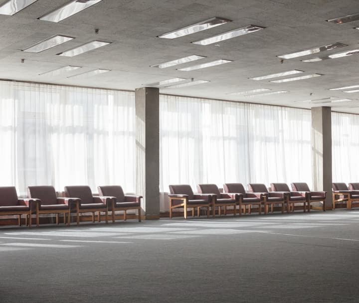 Office Space with Floor-to-Ceiling Drapes