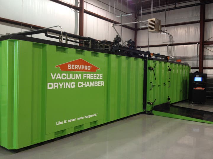 SERVPRO vacuum freeze drying chamber on side of storage unit